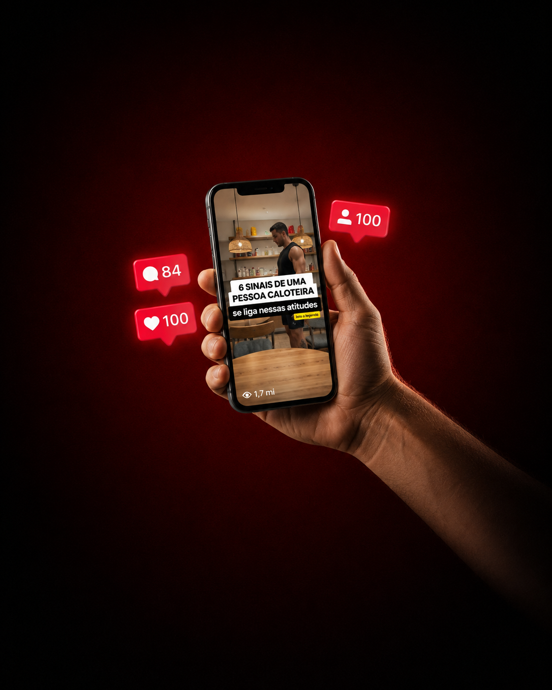 Um Reel do formato leia a legenda rodando no celular, com 1,7 milhão de visualizações