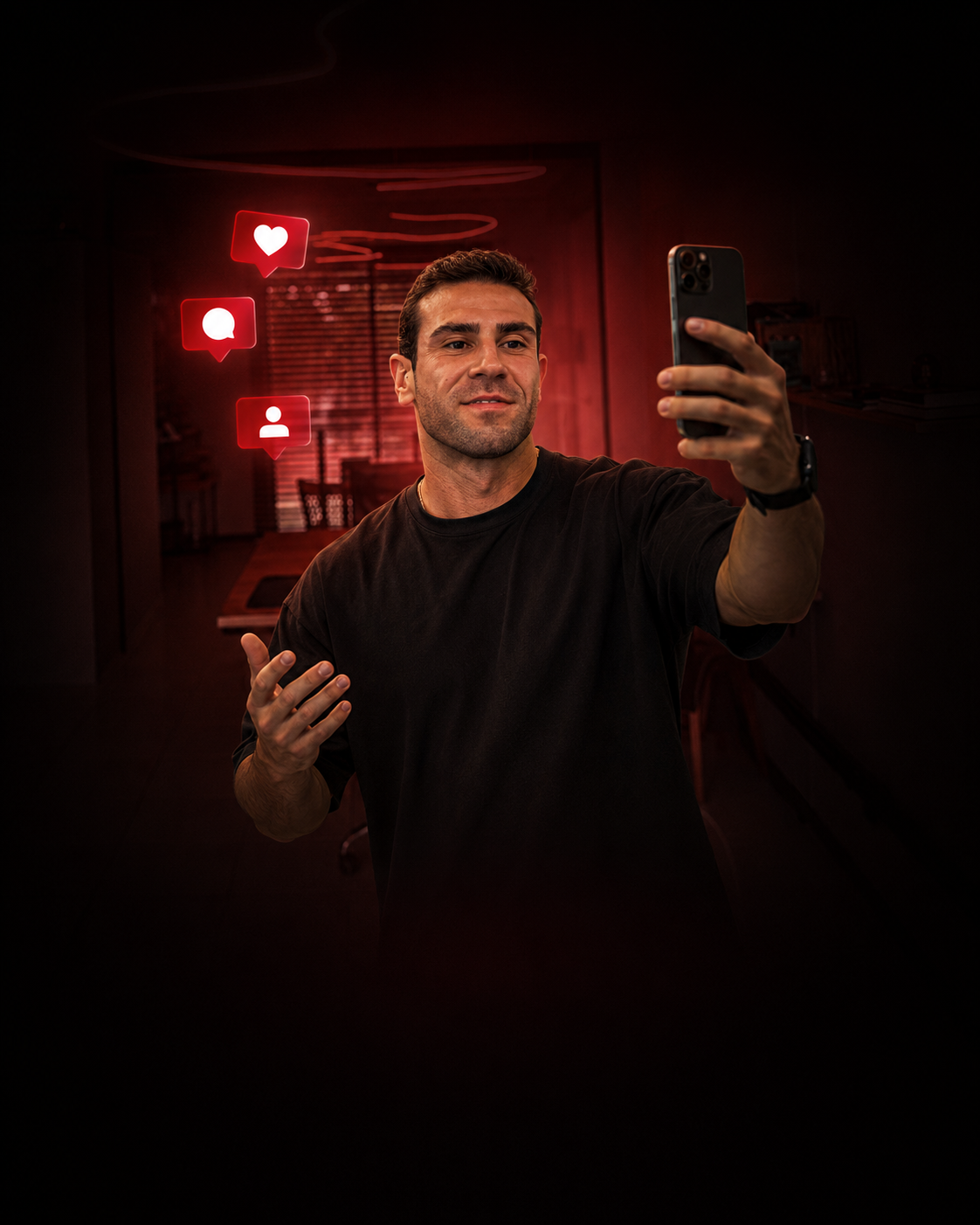Jean gravando um video com o celular