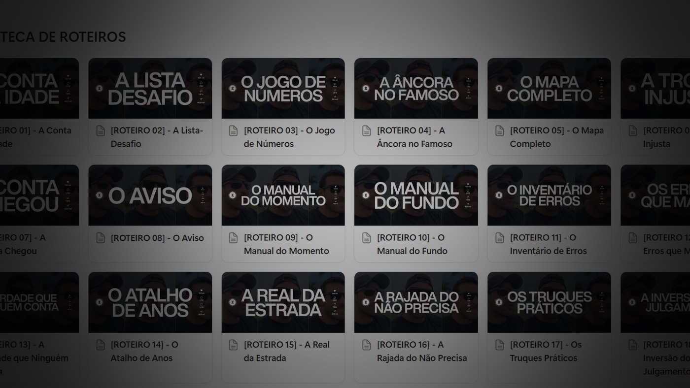 A biblioteca com os 100 roteiros