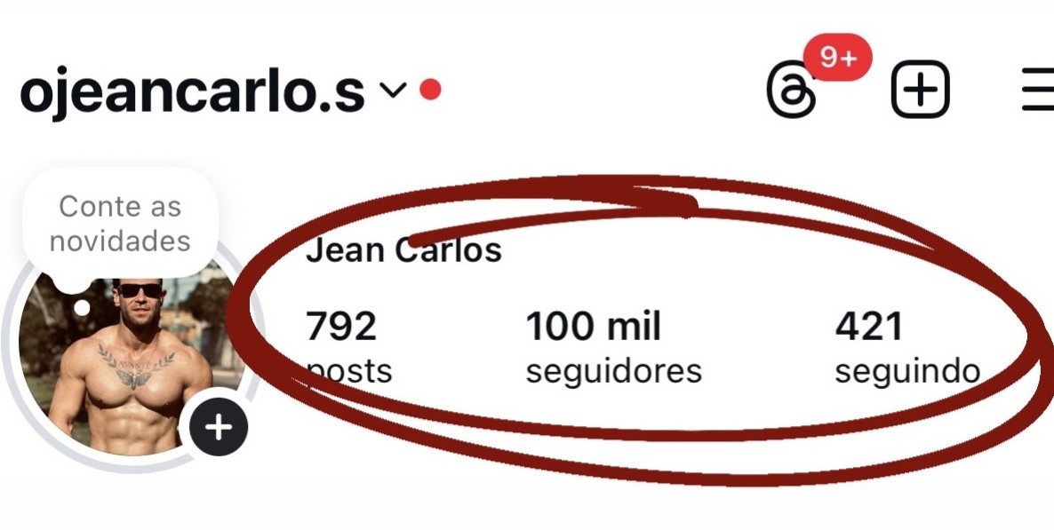 Print do perfil do Jean aos 100 mil seguidores